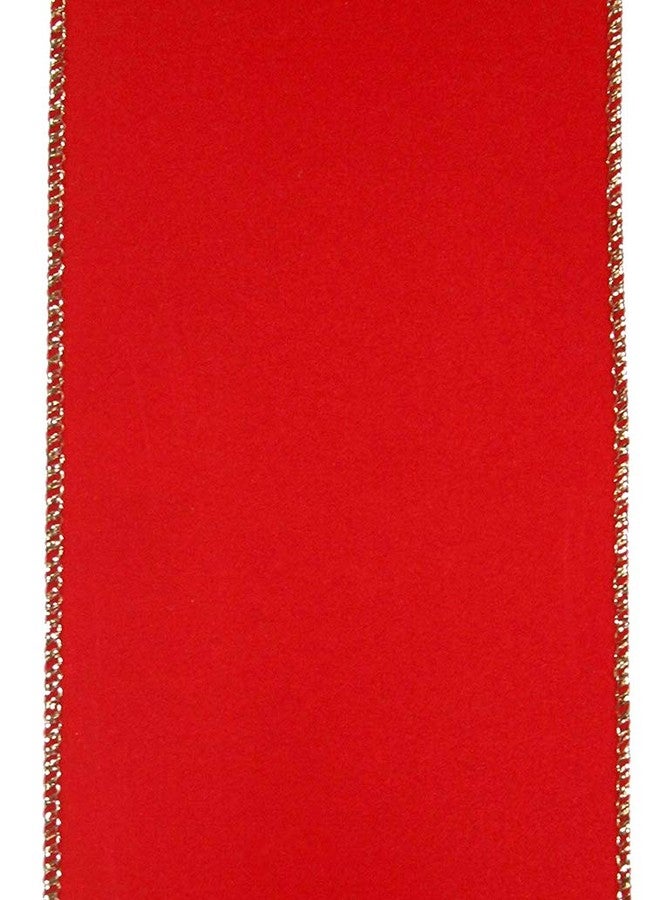 OLYPHAN Red Velvet Ribbon Wired 2.5 (2 1/2) Inch Wide Wire-Edge Gold Trim Clearance: 30 Yards Christmas Wrap, Valentine's Day/Outdoor Xmas Tree Bows/Winter Wedding Bow/Valentine Ribbons for Crafts & Gifts - Image 3